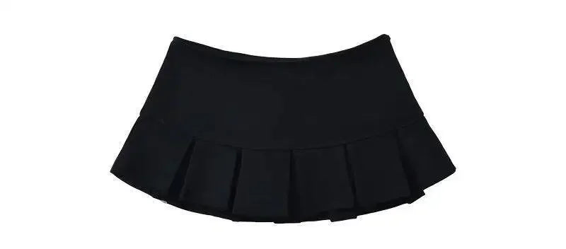 Mooyufon Fabric Y2K Mini Skirt Women Low Waist Wide Pleat Light Grey Sexy Vintage A-line Pleated Skirt Casual Skort Summer