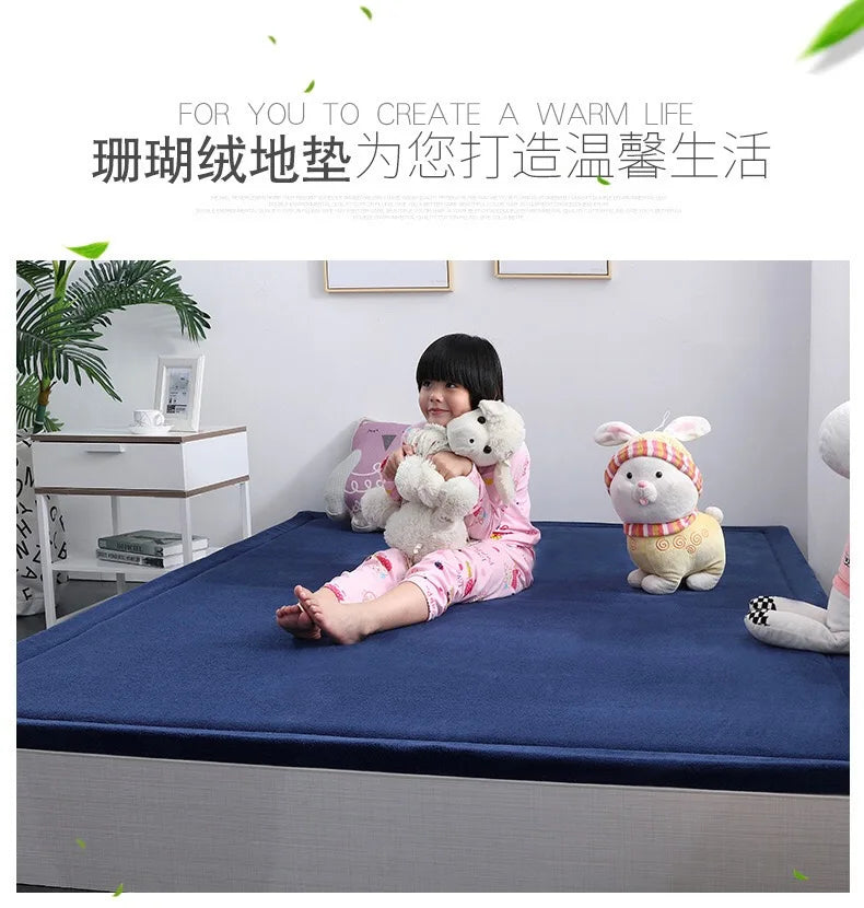 Latest Japanese Style 3CM Thickening Coral Fleece Velvet Mattress Camel Bed Mattress Living Room Tatami Carpet Baby Crawling Mat