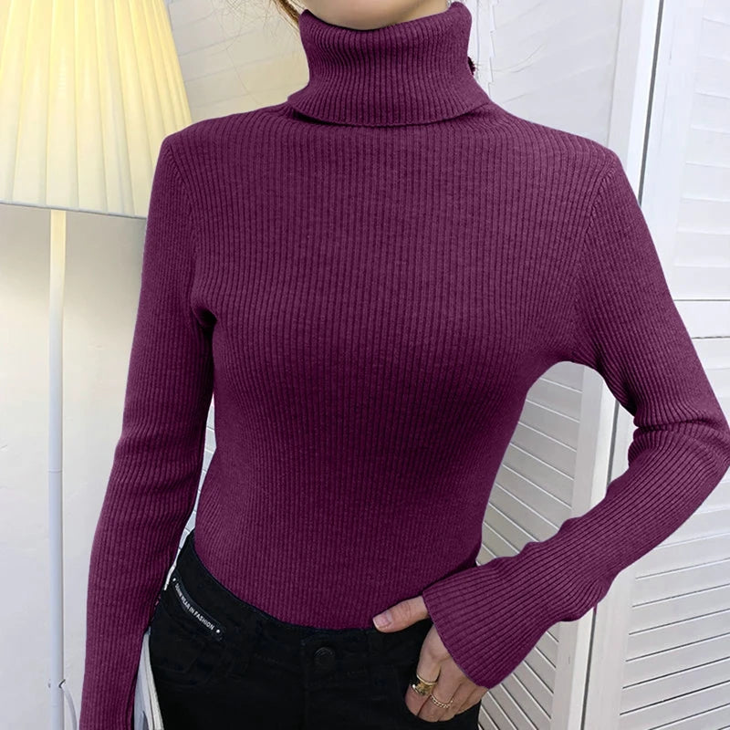 Women Fall Turtleneck Sweater Knitted Soft Pullovers Cashmere Jumpers Basic Soft Sweaters For Women 2024 Autumn Winter