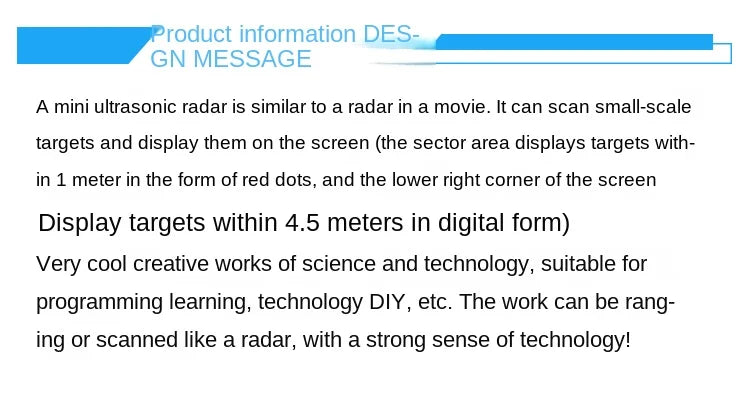 Acrylic Mini Radar Robot With TFT Small/Big Screen to Ultrasonic Radar For Arduino Robot for ESP8266 Programmable Toys Diy Kit