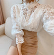 Fashion Long Sleeve Women Blouse Hollow Out Lace Blouse Shirt Tops Women Blusas Mujer De Moda 2024 Blouses Femme Women Shirts