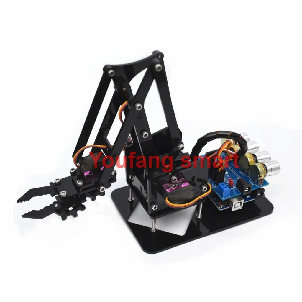 SG90 4 DOF Unassembly Acrylic Mechanical Arm Bracket Robotic Manipulator Claw For Arduino UNO Learning DIY Kit Programmable Toys