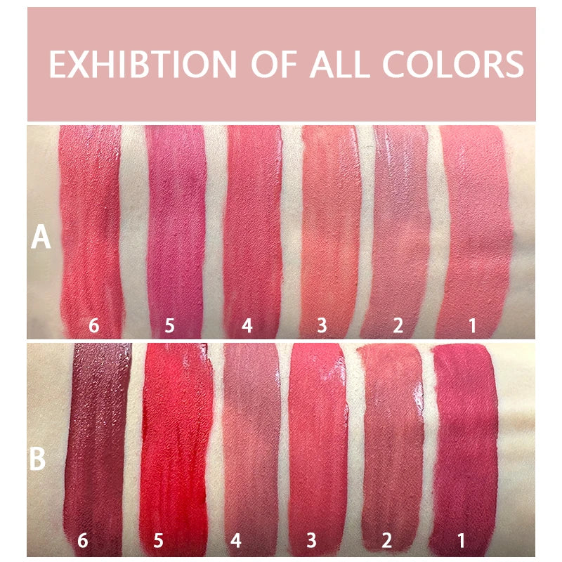 6-color Lip Gloss Liquid Lip Gloss Cosmetic Liquid Lipstick Stain-proof Waterproof Lip Gloss