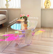 Acrylic Coffee Table, Iridescent Acrylic End Table, Colorful Acrylic Side Table 37.4 in (L) x 19.7 in (W) x 14.2IN (H)