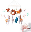 Wooden Crib Mobile Baby Bed Bell Rattle Toy Soft Felt Cartoon Bear Mobile Hanging Newborn Music Box Bed Bell Hanging Bracket Toy