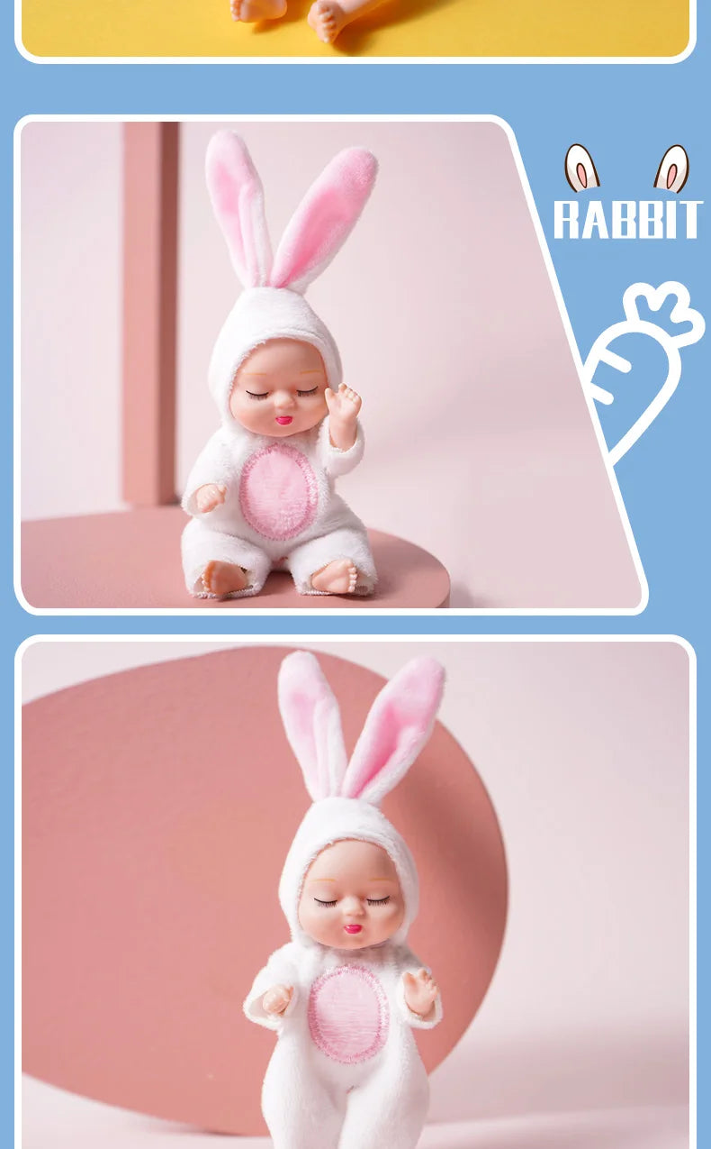 1pcs 13cm Sleep Baby Doll New Fashion Simulation Rebirth Dolls Mini Cute Doll Cartoon Animal Kids Toy for Children Birthday Gift