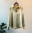 1pc Womens Silk Shirt Vintage Top Longsleeve Blouse Overshirt