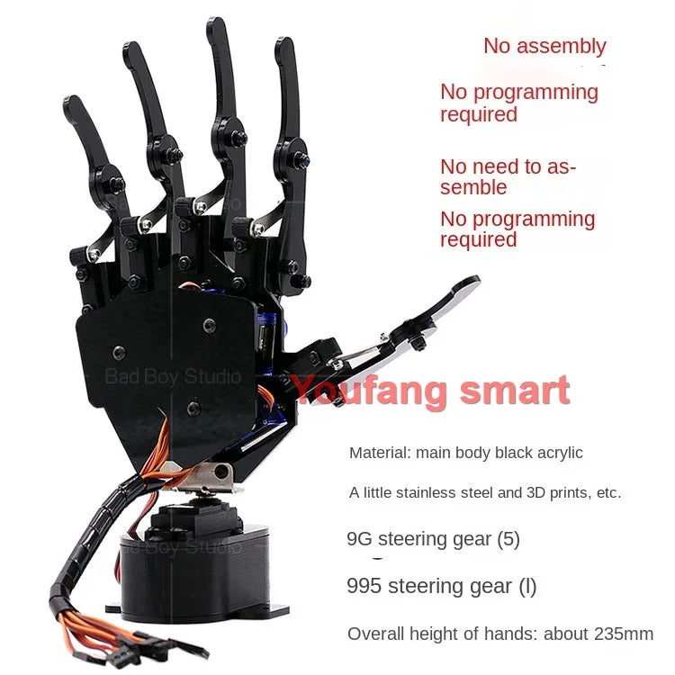 6 Dof Robotic Arm with 5 Dof Bionic Robot Hand Finger Claw for Arduino For Raspberry Pi 5 Kit Programmable Manipulator Project