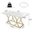 Round Dining Table 47.24 Inch Kitchen Table for 4 People Wooden Marble Pattern Dinner Room Table with Gold Base for Home office