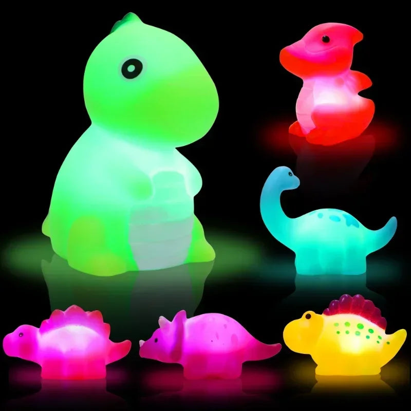 1/6PCS Baby Cute Animals Bath Toy Swimming Water Play LED Light Up Toy Set Float Induction Luminous Dinosaur for Kids Funny Gift