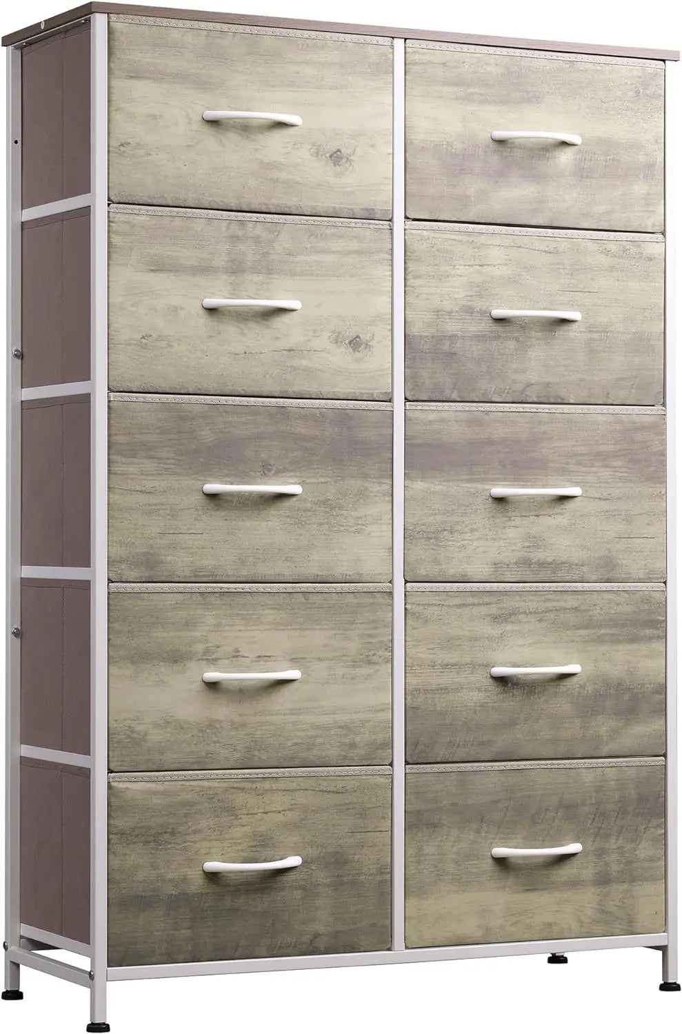 Tall Dresser for Bedroom with 10 Drawers, Chest of Drawers, Fabric Dresser for Closets, Storage Organizer Unit with Fabric Bins,