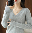 New Cashmere Women's V-neck Pullover Lace Neck Hollow Out Design Casual Knitted Long Sleeve Women's Sweater Autumn And Winter