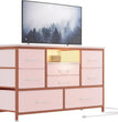 8 Dresser TV Stand with Power Outlet & LED for 55'' TV, Long Dresser for Bedroom with 8 Deep Drawers, Wide Console Table