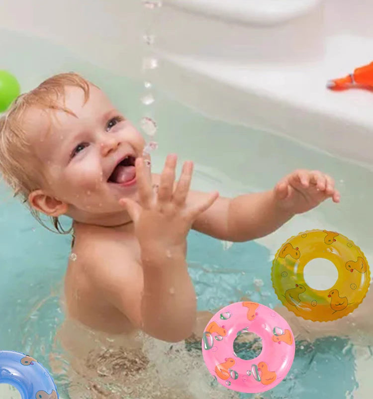 Kids' Mini Swim Ring Bath Toy Swimming Pool Float Circle Ring Toys Toy Baby Funny Doll Floating Rubber Bath Inflatable Games