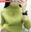 Turtleneck Winter Sweater Women Elegant Thicken Velvet Lined Warm Sueter Knitted Pullover Slim Tops Jersey Knitwear Jumper New