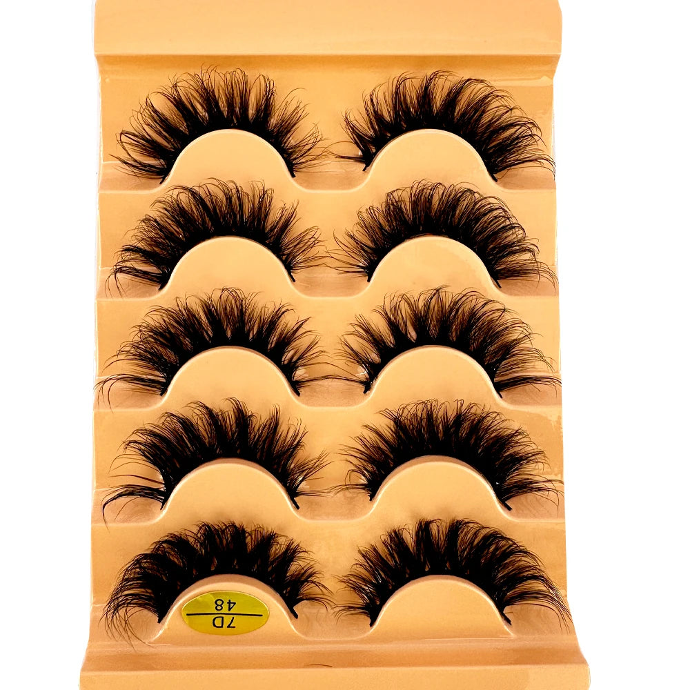 5pairs Classic Hybrid Volume Lashes New Arrival Wispy D Curl Short Russian Strip Lashes Makeup False Eyelashes