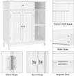 Bathroom Floor Cabinet, Kitchen Freestanding Storage Organizer, Large Side Cabinet with Doors, Drawer & Adjustable