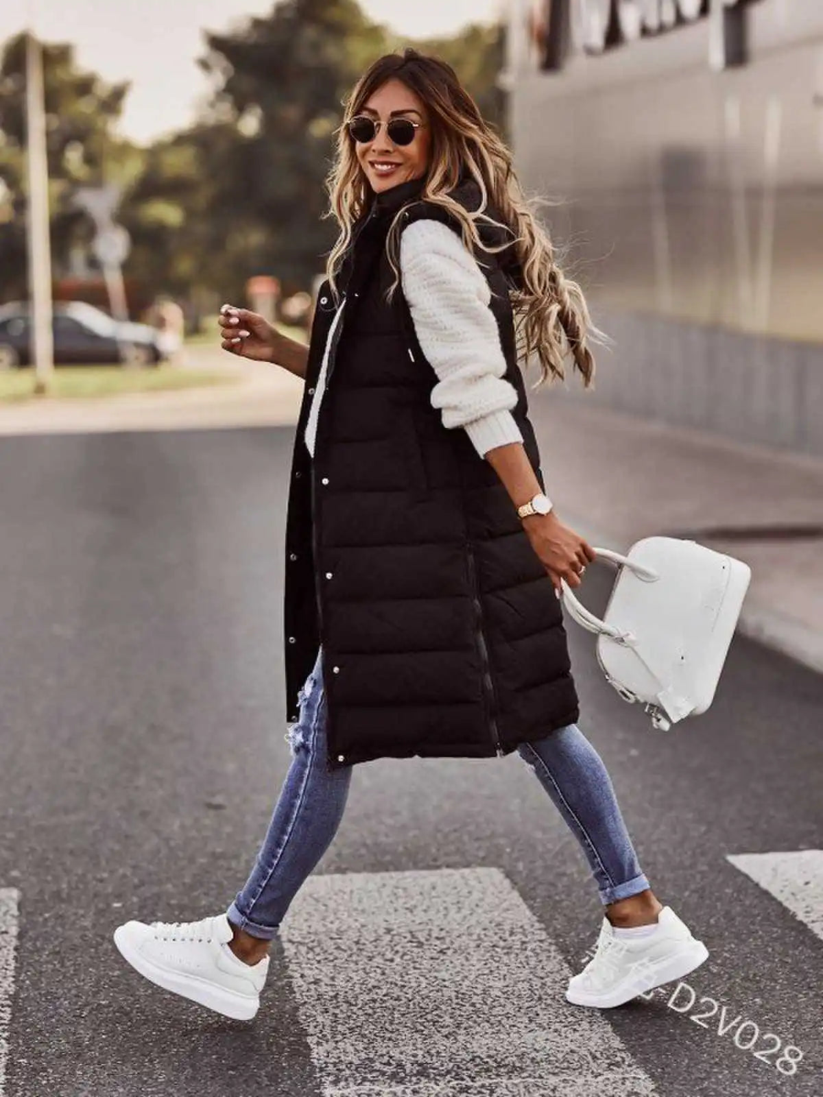 Long with Hood Outdoor Vest Down Women's Jacket Quilted Coat Sleeveless Jacket Winter Light Weight Sweaters