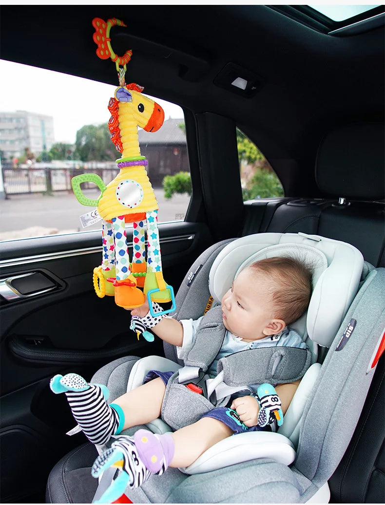 Soft Giraffe Zebra Animal Handbells Rattles Plush Infant Baby Development Handle Toys WIth Teether Baby Toy For Newborn Gifts