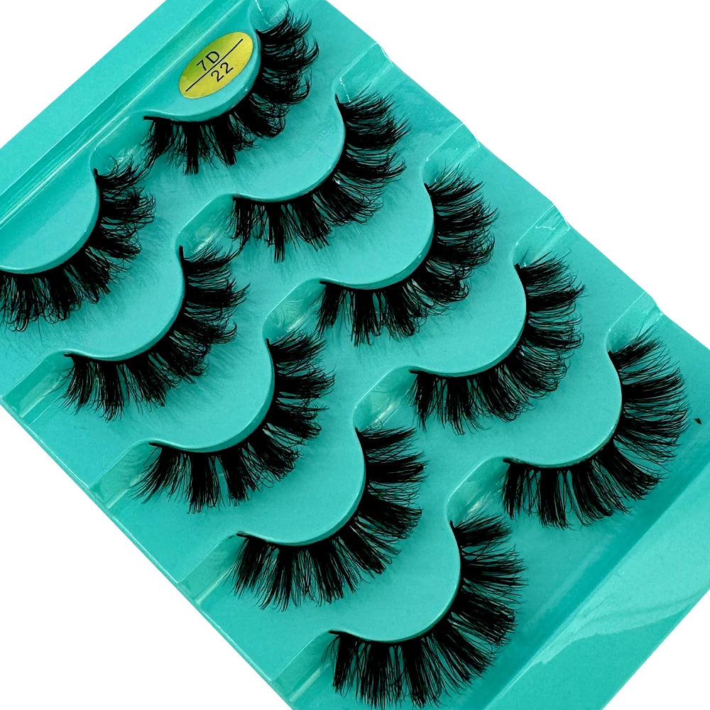 5pairs Classic Hybrid Volume Lashes New Arrival Wispy D Curl Short Russian Strip Lashes Makeup False Eyelashes