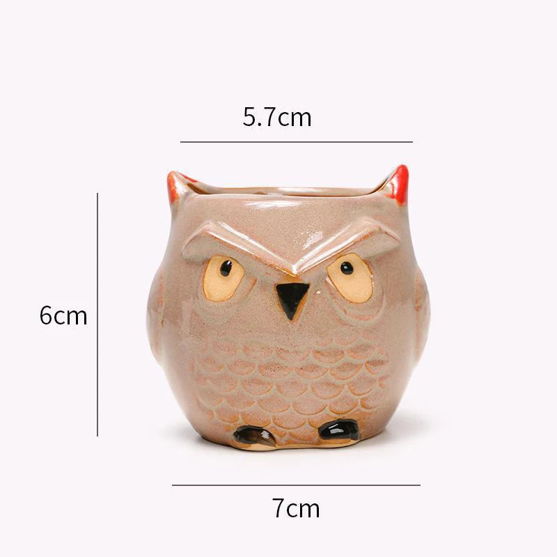 Ceramic Owl Flower Pot Garden Office Decoration Succulent Mini Owl Flowerpot Cute Animal Flowerpot Cactus Plants Planters