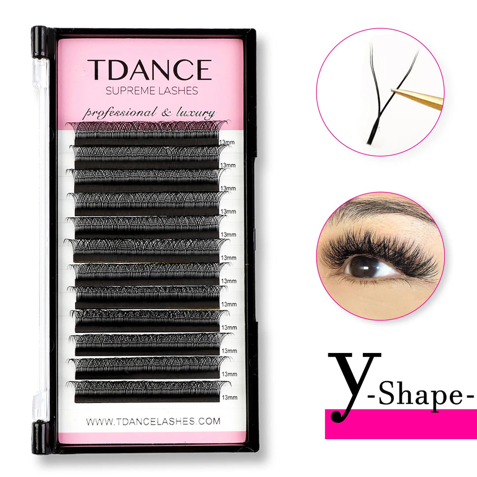 TDANCE 8-15MIX YY Shape Hand Woven Premium Mink Soft Light Natural Eyelashes Extension Makeup Mesh Net Cross False Eyelash