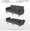 65“ Convertible Futon Sofa Bed w/ 2 USB, Upholstered Tufted Small Adjustable Folding Couch Loveseat, Mid Century Sleeper Sofa