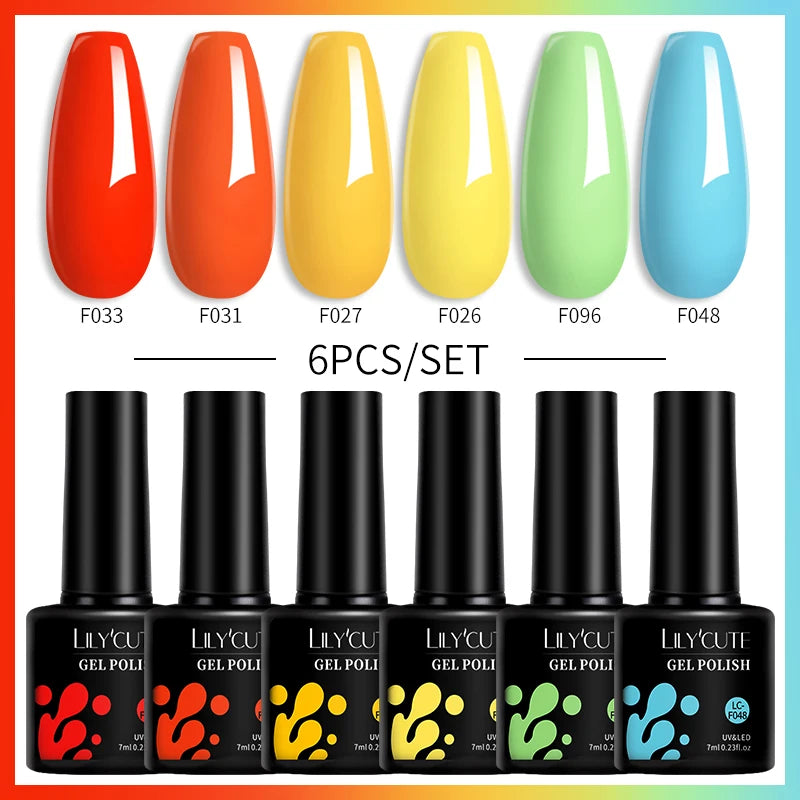 LILYCUTE 6Pcs/Set Gel Nail Polish Popular Colors In Autumn Semi Permanent Soak Off UV LED Nail Art Gels Nail Gel Polish