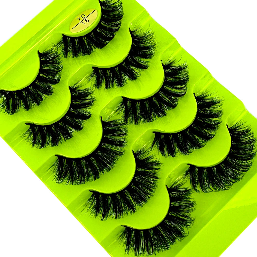 5pairs Classic Hybrid Volume Lashes New Arrival Wispy D Curl Short Russian Strip Lashes Makeup False Eyelashes