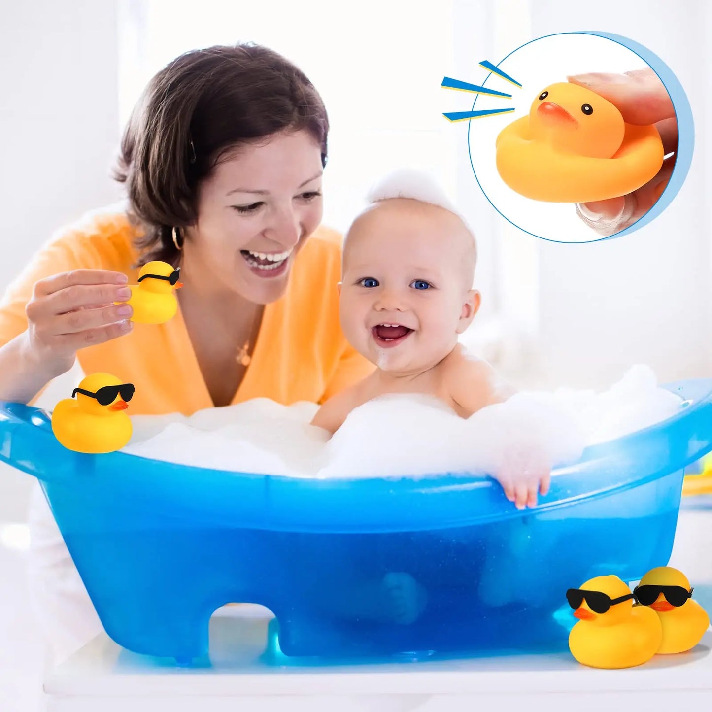 6/12/24pc Bath Duck Toys Yellow Rubber Ducks Squeak & Float Ducky Baby Shower Pool Toy for Toddlers Kids Boys Girls