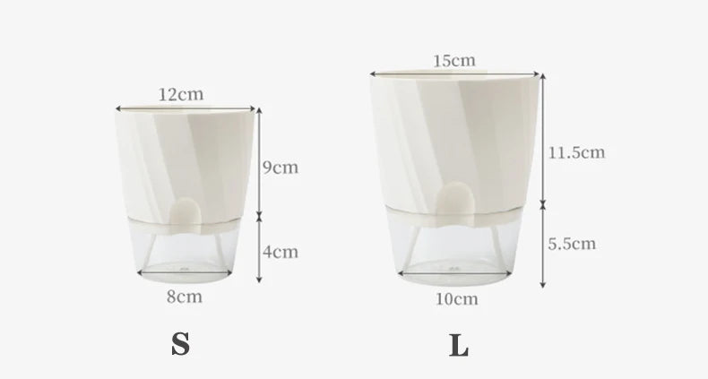 Lazy Hydroponic Flower Pot Automatic Water-Absorbing Flowerpot Transparent Double Layer Plastic Self Watering Planter Office