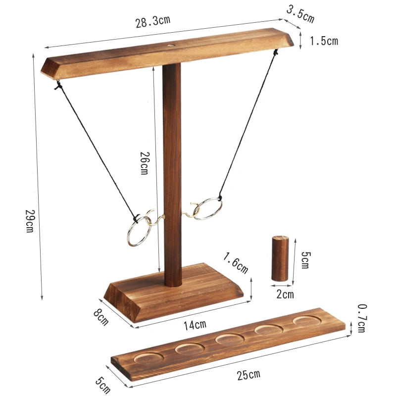 Ring Toss Games for Kids Adults Home Party Drinking Games Fast-paced Handheld Wooden Board Games Shot Ladder Bundle Outdoor Bars