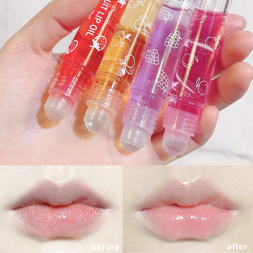 Roll-On Lip Oil, Moisturizing and Hydrating Lip Gloss, Nourishing Lip Balm Liquid for Smooth and Soft Lips, Long-Lasting Shine