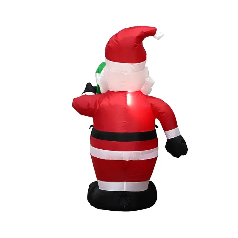 1.2M Christmas Decoration Crutch Santa Claus Inflatable Toy with LED Lights Outdoor Inflatable Model Ornament Party Garden Decor