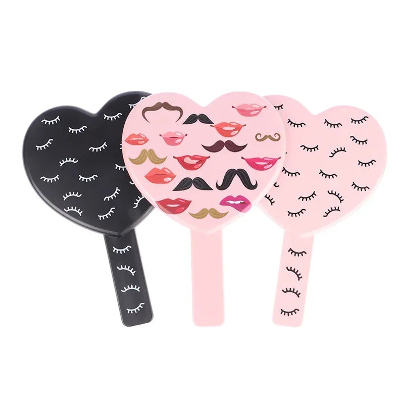 1 Pcs High Definition Handheld Heart-shaped Eyelash Mirror Eyelash Inspection Mirror Makeup Gadgets Vanity Mirror Girl Gifts