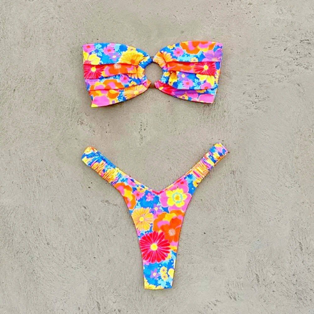 Micro Bikini Push Up Women Swimsuits 2024 Sexy Female Swimwear Brazilian Bikini Set Thong Biquini Swim Suits Print Beachwear