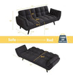 Velvet Convertible Futon Couch Bed with Adjustable Backrest and Memory Foam Mattress 3-level Foldable Love Seat Sleeper Sofa