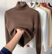 Turtleneck Winter Sweater Women Elegant Thicken Velvet Lined Warm Sueter Knitted Pullover Slim Tops Jersey Knitwear Jumper New