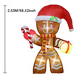 2.5M Inflatable Christmas Decorations Giant Gingerbread Man Xmas Bumble Inflatable Ornament with Build-in 6 LED Kids Outdoor Toy