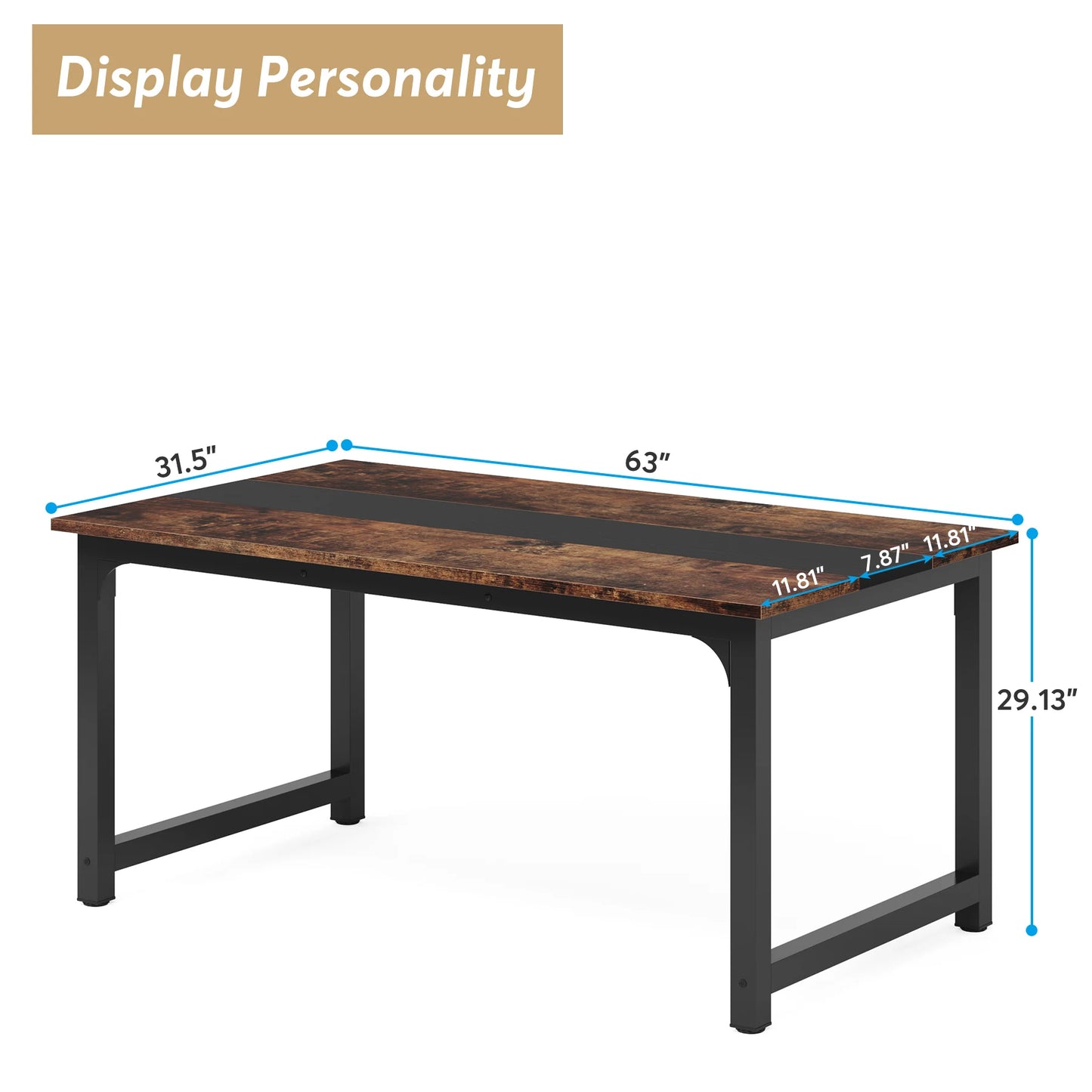 Tribesigns 63"x31.5" Dining Table, Industrial Kitchen Table for 6-8 Person, Rectangular Dinner Table for Dining Room Kitchen