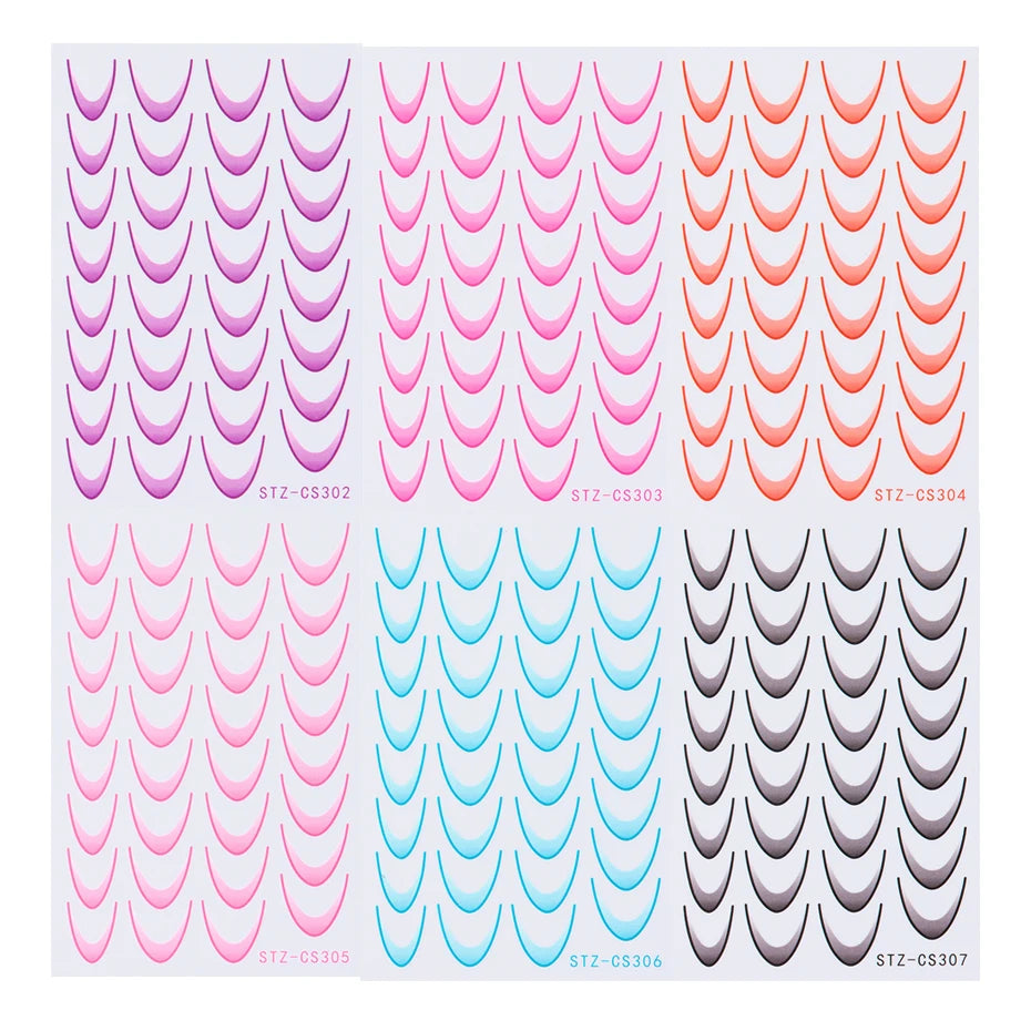 6pcs French Manicure Sticker Gradient Stripe Lines Sliders For Nails Ombre Designs Self-Adhesive Nail Art Decals DIY Decoration