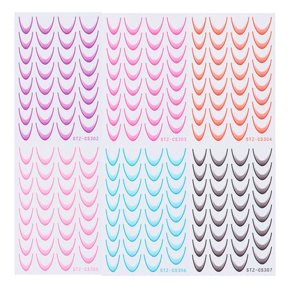 6pcs French Manicure Sticker Gradient Stripe Lines Sliders For Nails Ombre Designs Self-Adhesive Nail Art Decals DIY Decoration