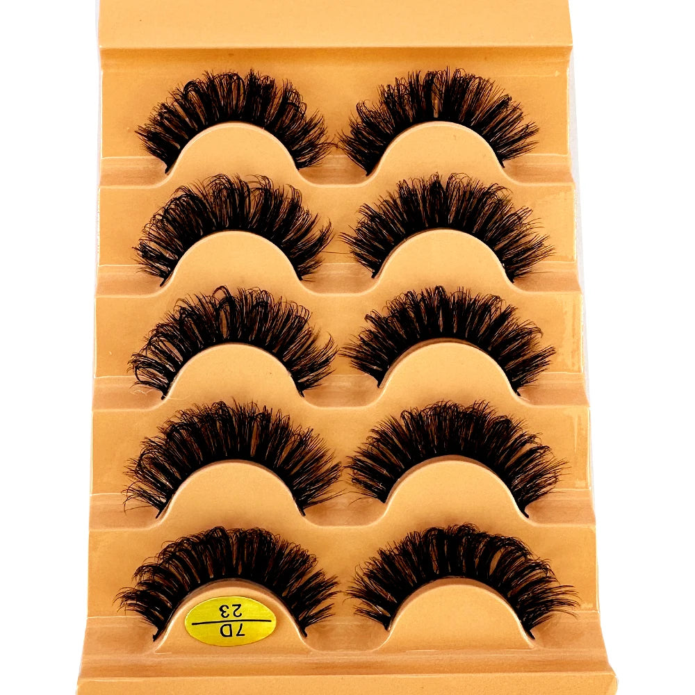 5pairs Classic Hybrid Volume Lashes New Arrival Wispy D Curl Short Russian Strip Lashes Makeup False Eyelashes