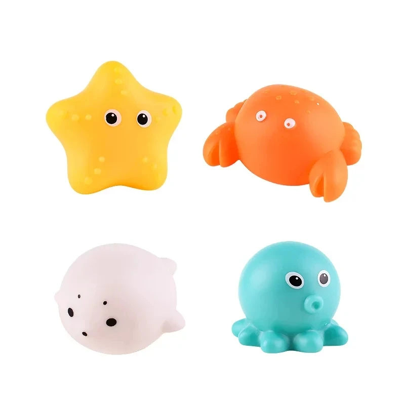 Baby Cute Animals Bath Toy Swimming Water LED Light Up Toys Soft Rubber Float Induction Luminous Frogs for Kids Play Funny Gifts