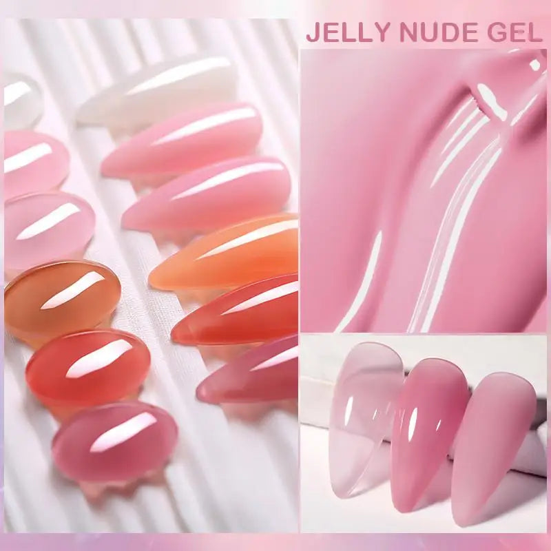 LILYCUTE 6PCS/SET 7ml Jelly Pink Nude Translucent Gel Nail Polish Set Semi Permanent Soak Off Nail Art Manicure Gel Set