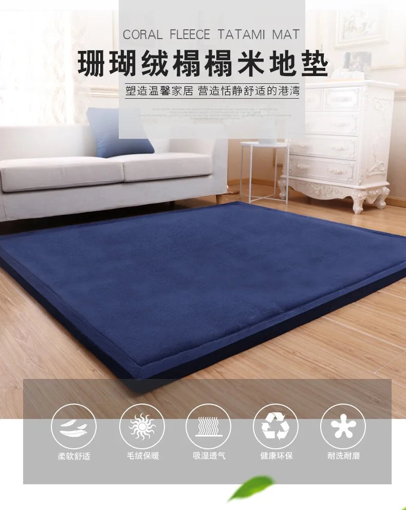 Latest Japanese Style 3CM Thickening Coral Fleece Velvet Mattress Camel Bed Mattress Living Room Tatami Carpet Baby Crawling Mat