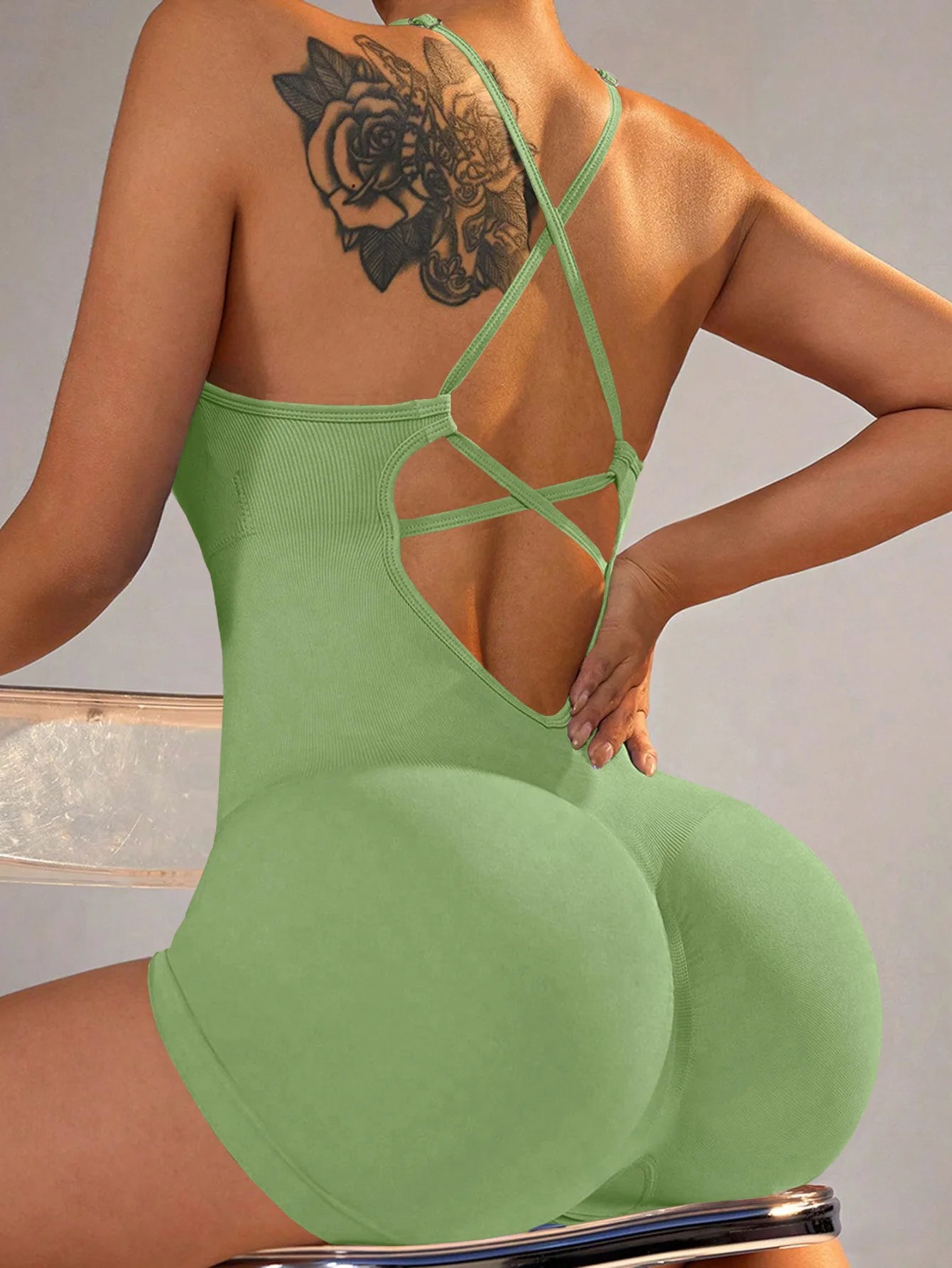 Summer 9 Color Solid Women Jumpsuit Skinny Short Bodycon High Elasticity Nylon Bodysuit Yoga Sports Workout Gym One Piece