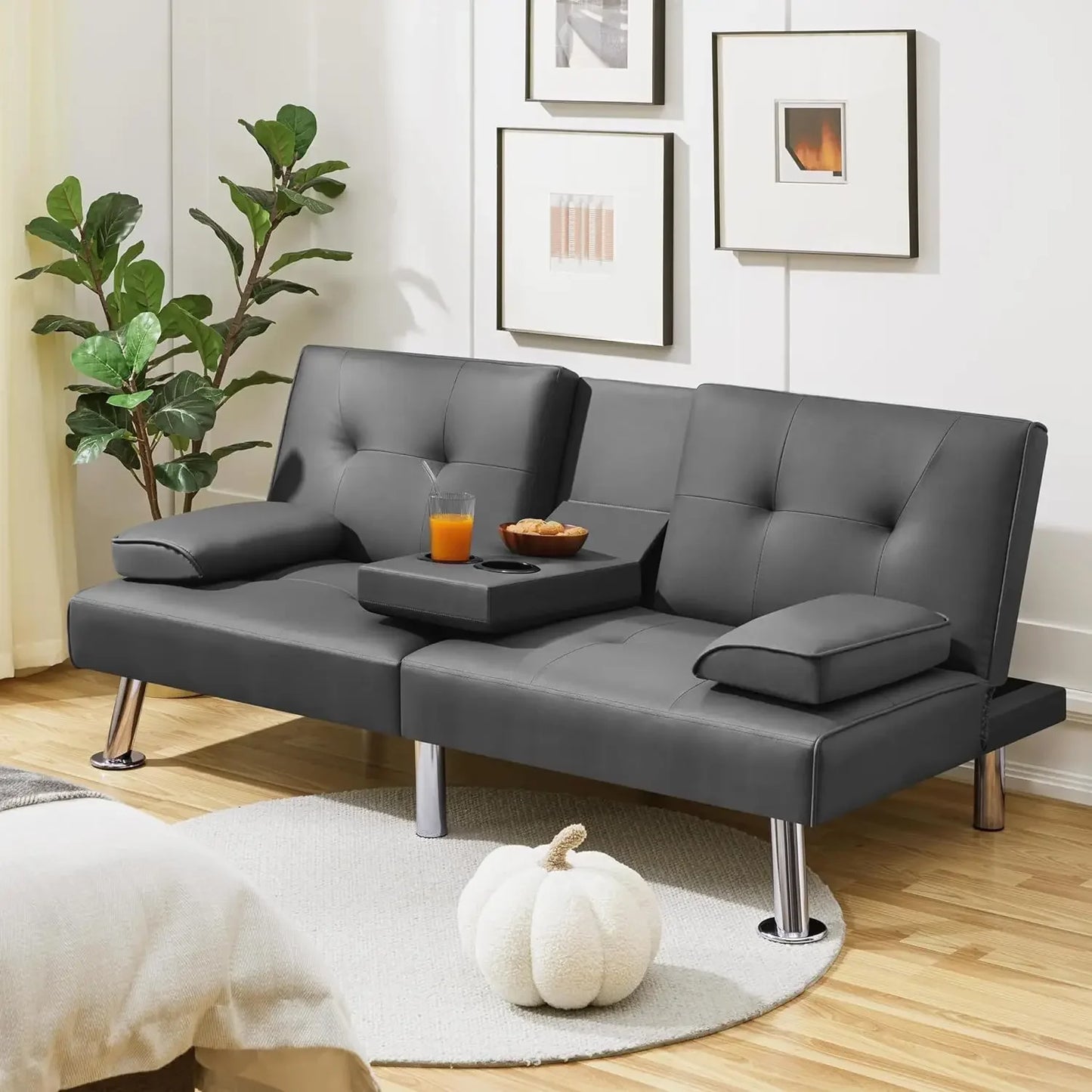 Sofa Bed Adjustmentsofa Double-sided Doublesofa Folding Sofa Bed Guestbed,cupholder,Bed Modern Artificial Leather Lounge Chair