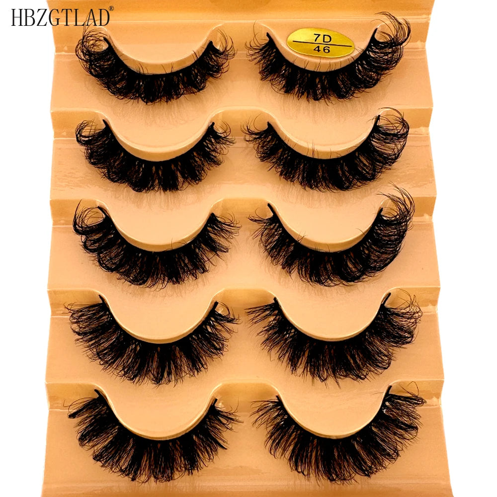 5pairs Classic Hybrid Volume Lashes New Arrival Wispy D Curl Short Russian Strip Lashes Makeup False Eyelashes