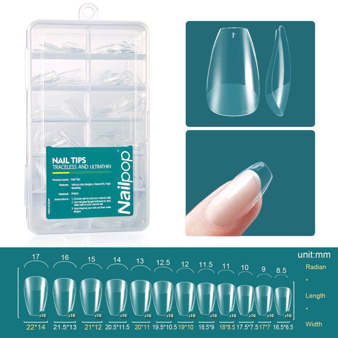 Nailpop Soft Gel Tips for Nails Acrylic Material Medium Almond/Coffin Artificial Nail Capsule Accessories and Tools 120pcs/box